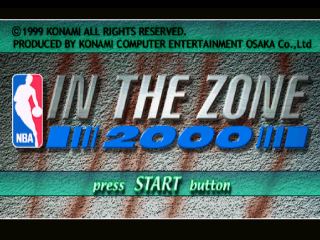 NBA in the Zone 2000 title screen for Playstation